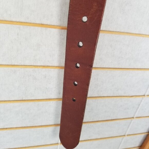 Ralph Lauren Polo Brown Leather Belt Distressed Hinged Buckle Men's Medium - Picture 4 of 13